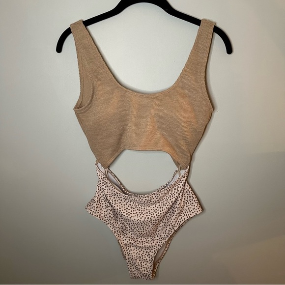 Tan Dalmatian Cutout Bathing Suit - Picture 4 of 9